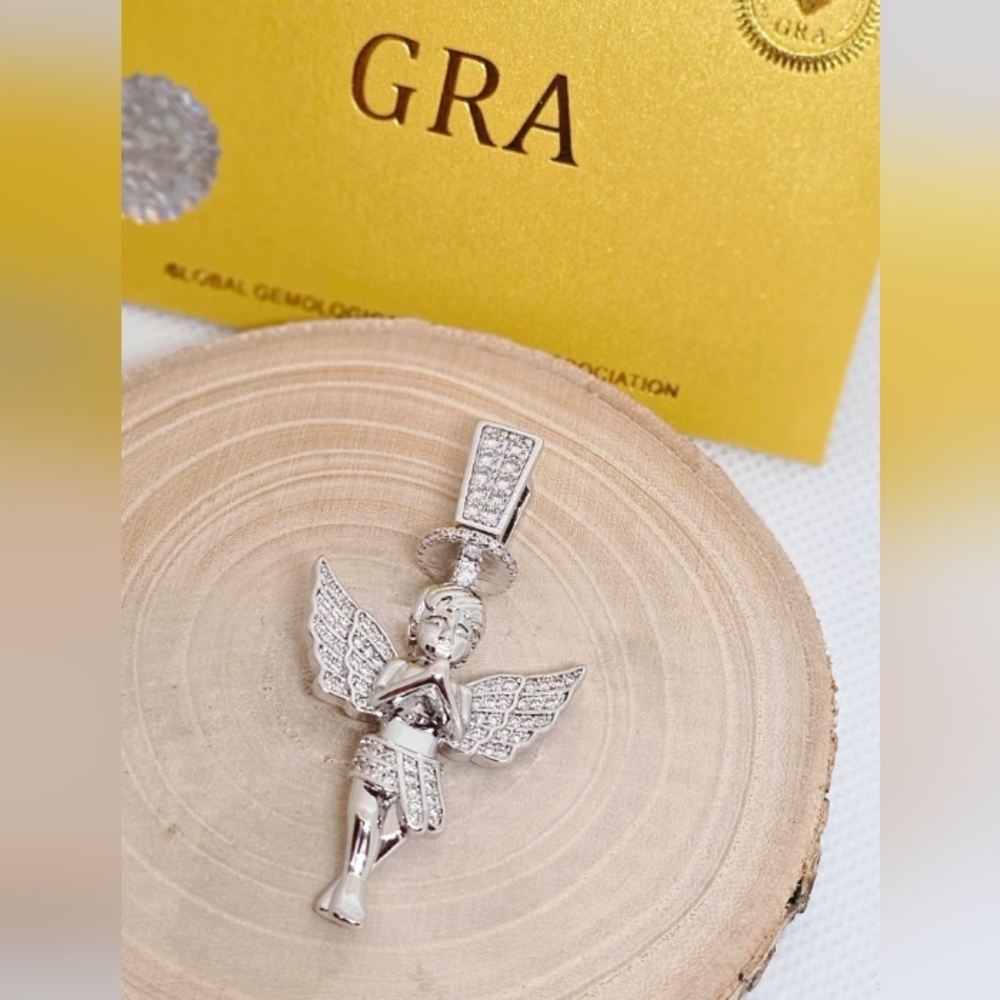 MOISSANITE Silver Angel Pendant